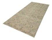 Handmade Area Rug - Checkered Kilim Beige Cotton Wool Rug 4'9'' x 10'4''
