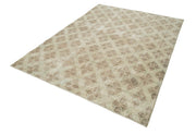 Handmade Cotton Wool Rug – Checkered Beige Kilim Vintage Turkish Wool Area Rug 6'6''x8'11''