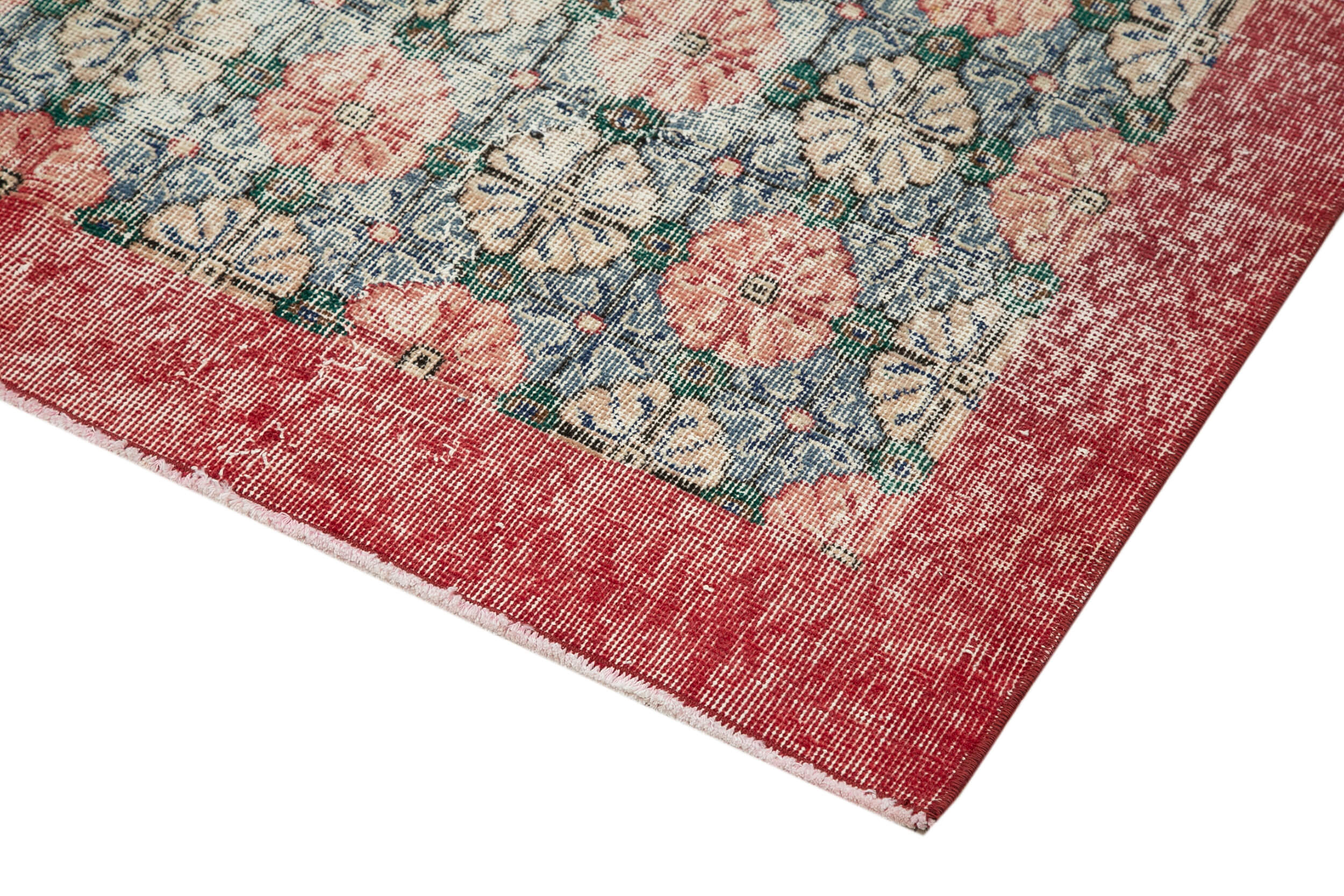 Handmade Area Rug - Checkered Kilim Red Cotton Wool 5'0" x 7'10" Vintage Turkish Carpet