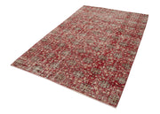 Handmade Area Rug - Checkered Kilim Red Cotton Wool 5'7''x8'8'' Vintage Turkish Carpet