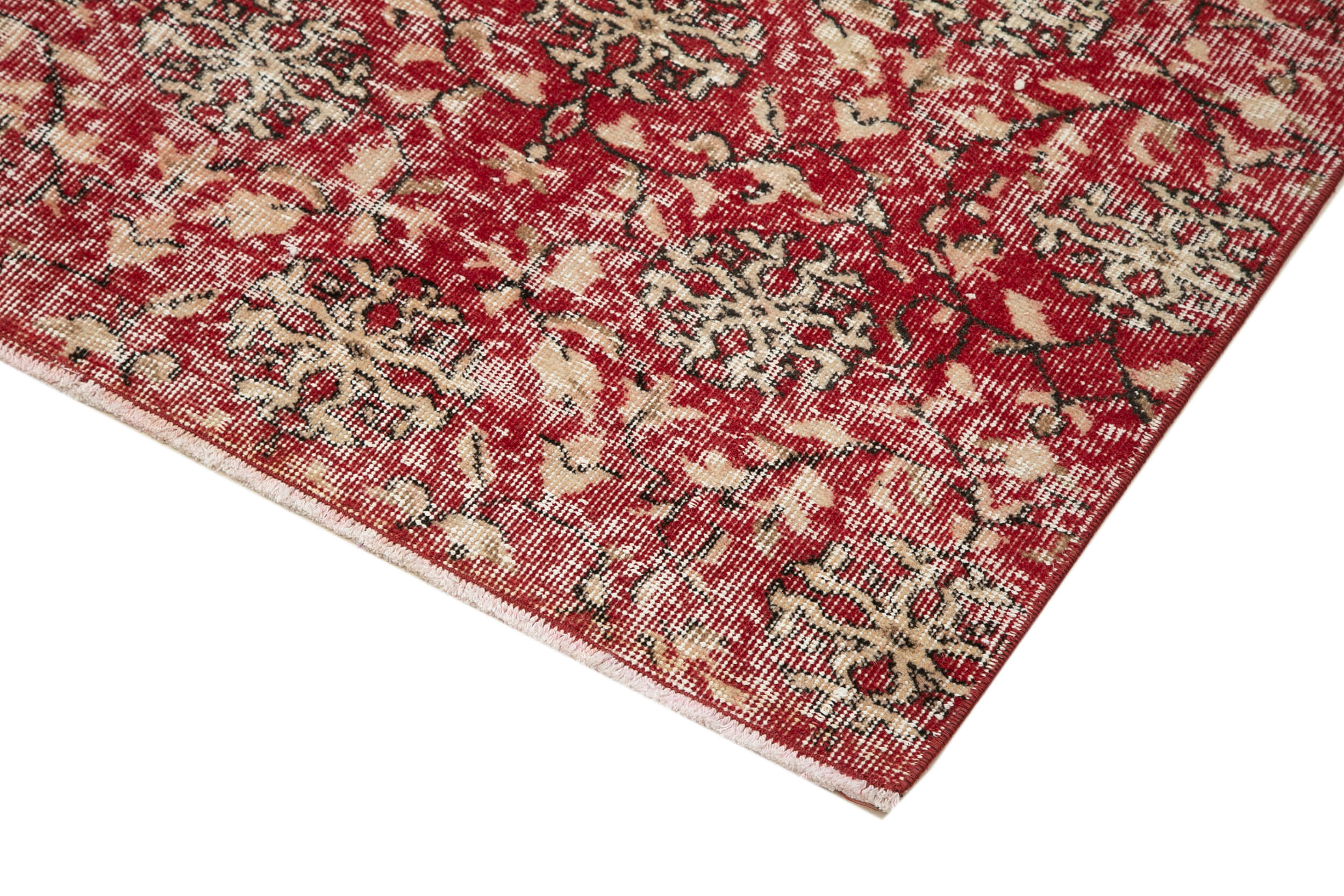Handmade Area Rug - Checkered Kilim Red Cotton Wool 5'7''x8'8'' Vintage Turkish Carpet
