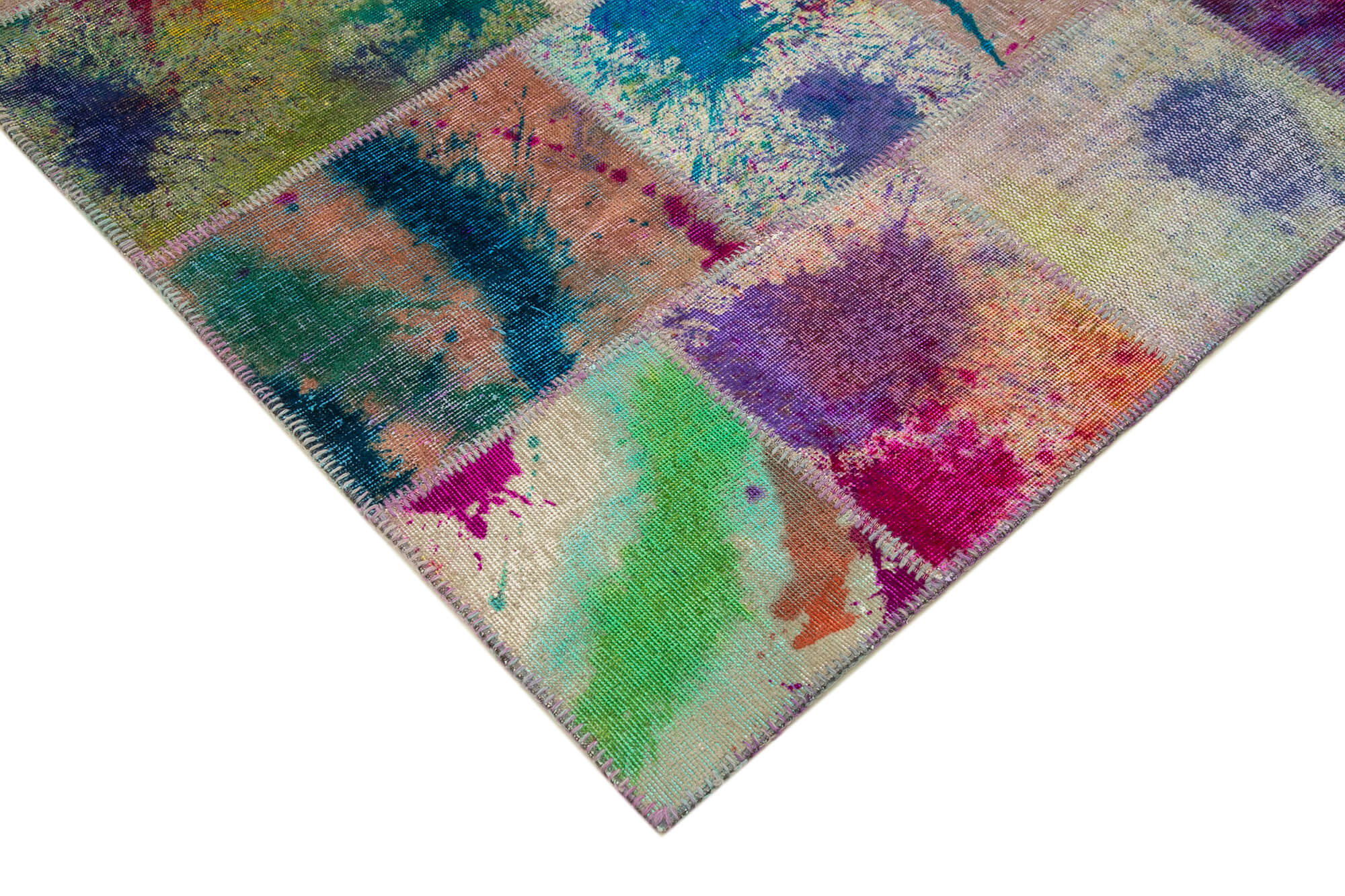 Handmade Patchwork Rug - Kirk Yama Grey Cotton Wool Vintage Area Carpet 6'6" x 9'11"