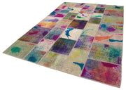 Handmade Patchwork Rug - Kirk Yama Grey Cotton Wool Rug 6'9''x10'0'' Classic Style