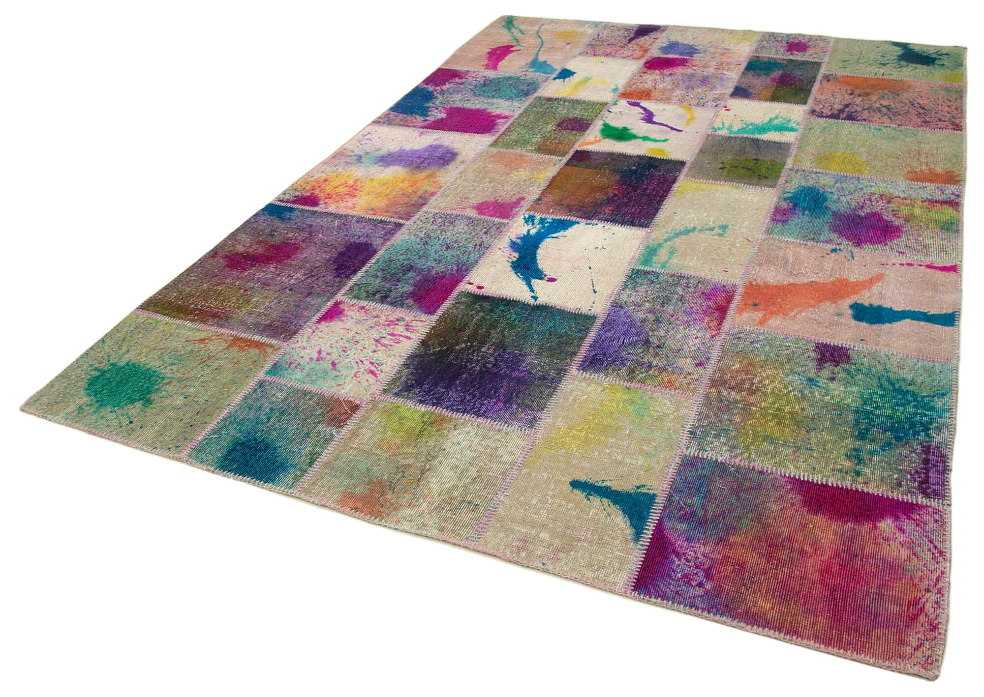 Handmade Patchwork Rug - Kirk Yama Grey Cotton Wool Rug 6'9''x10'0'' Classic Style