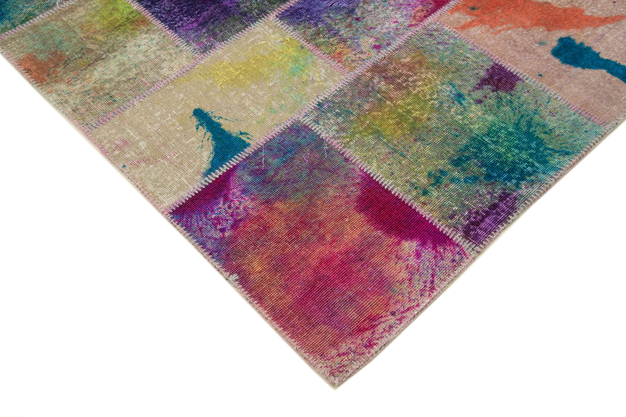 Handmade Patchwork Rug - Kirk Yama Grey Cotton Wool Rug 6'9''x10'0'' Classic Style