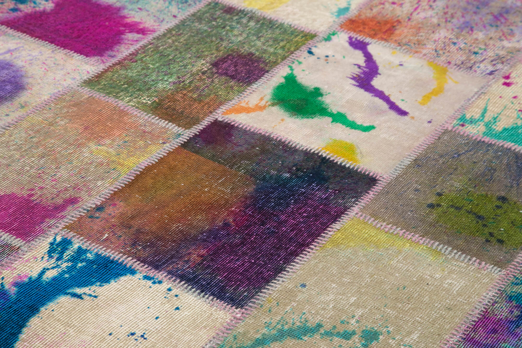 Handmade Patchwork Rug - Kirk Yama Grey Cotton Wool Rug 6'9''x10'0'' Classic Style