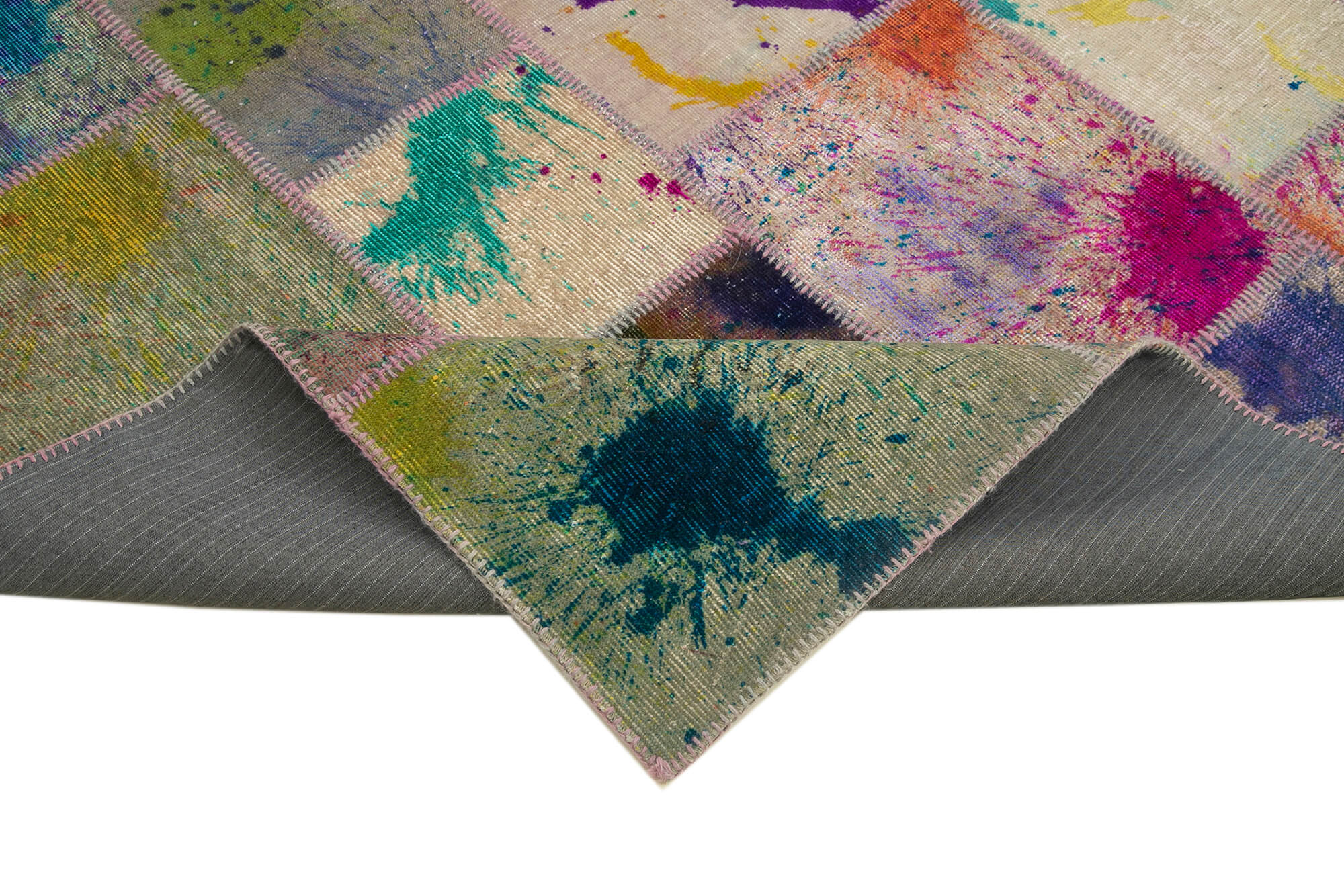 Handmade Patchwork Rug - Kirk Yama Grey Cotton Wool Rug 6'9''x10'0'' Classic Style