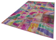 Handmade Wool Area Rug - Kirk Yama Grey Patchwork Cotton Wool Rug 6'7''x9'10''