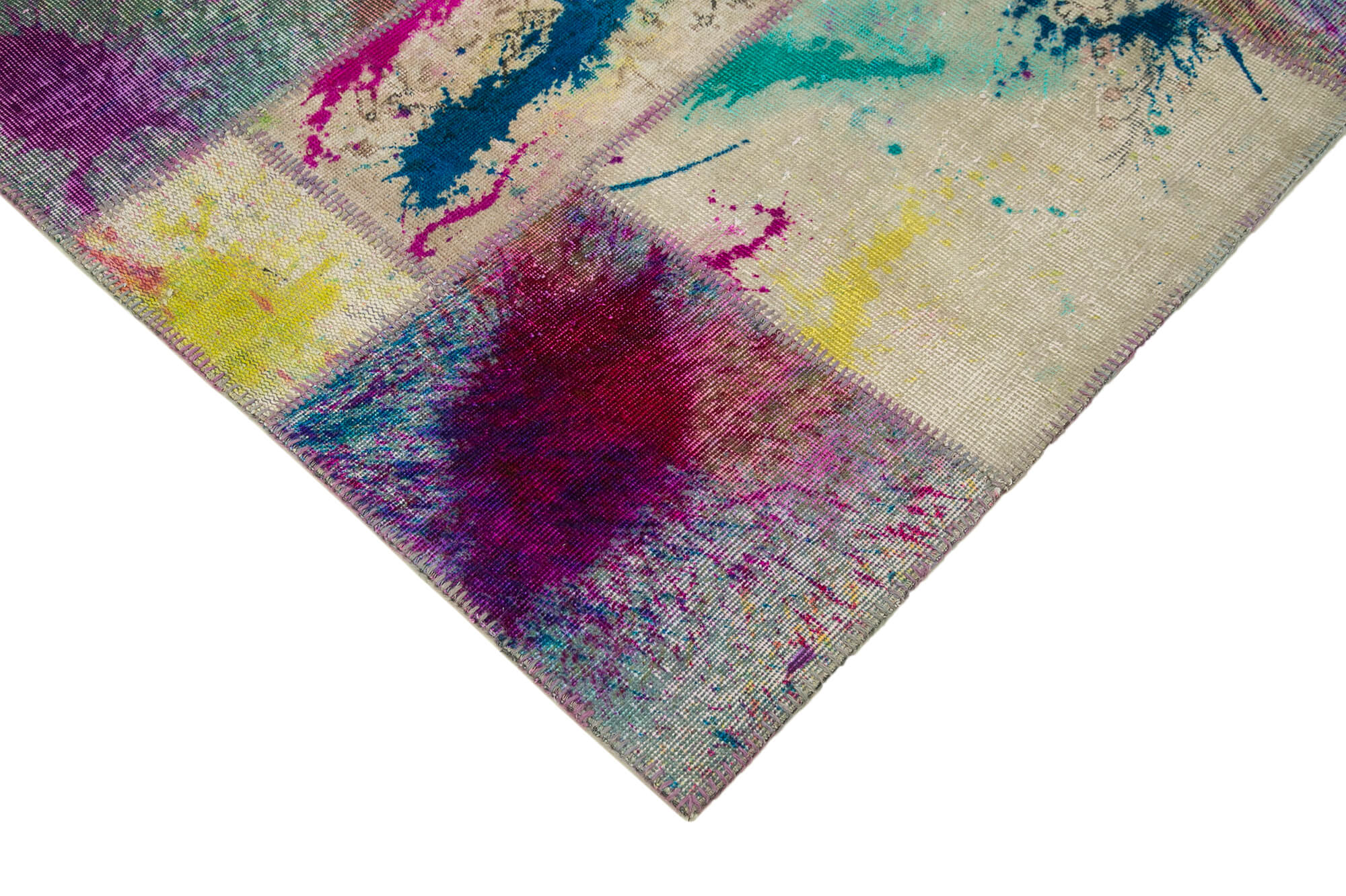 Handmade Area Rug – Kirk Yama Grey Patchwork Cotton Wool Carpet 6'9''x9'11''