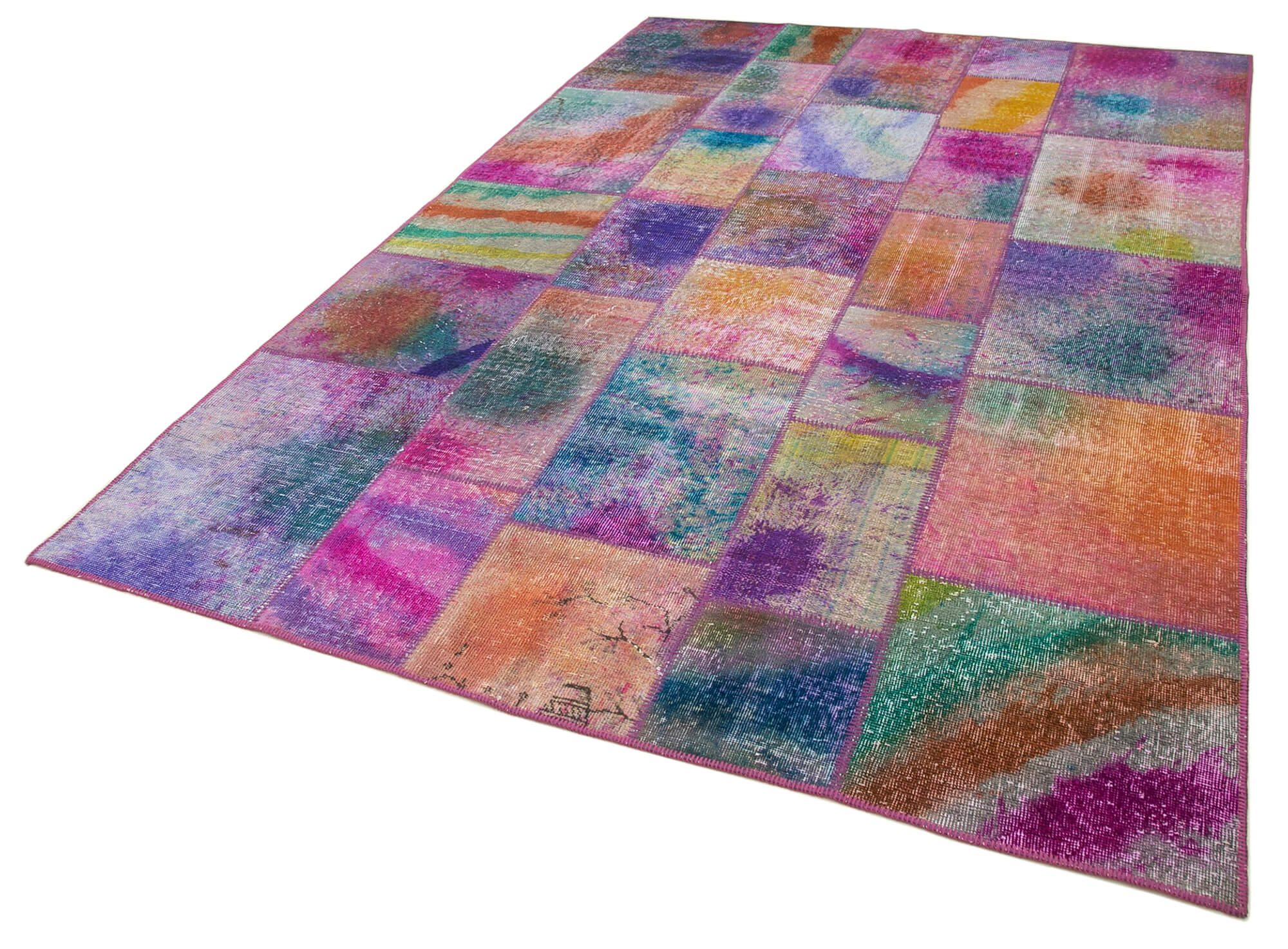 Handmade Patchwork Rug – Kirk Yama Grey Cotton Wool Area Rug 6'7''x9'10''