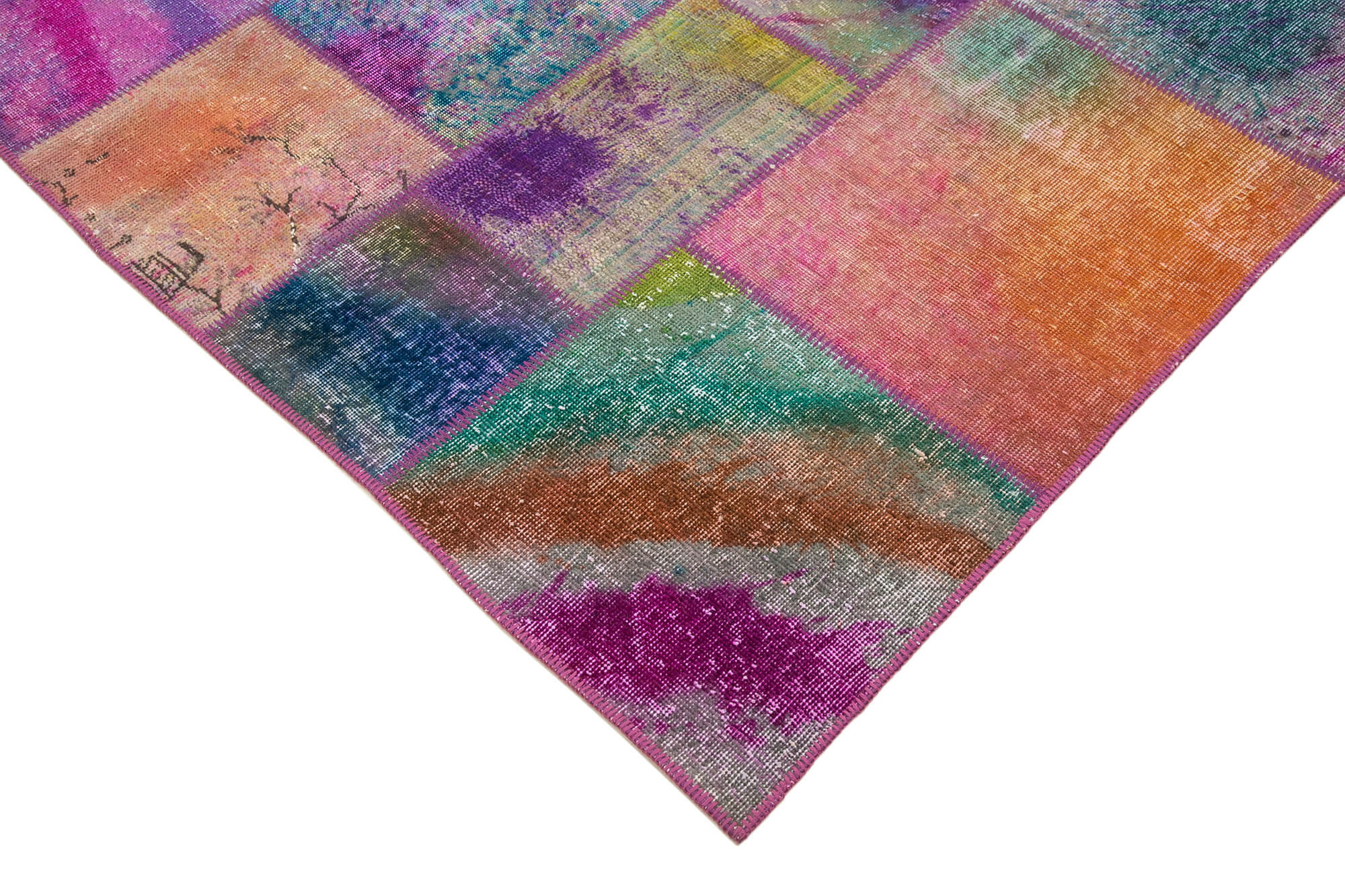 Handmade Patchwork Rug – Kirk Yama Grey Cotton Wool Area Rug 6'7''x9'10''