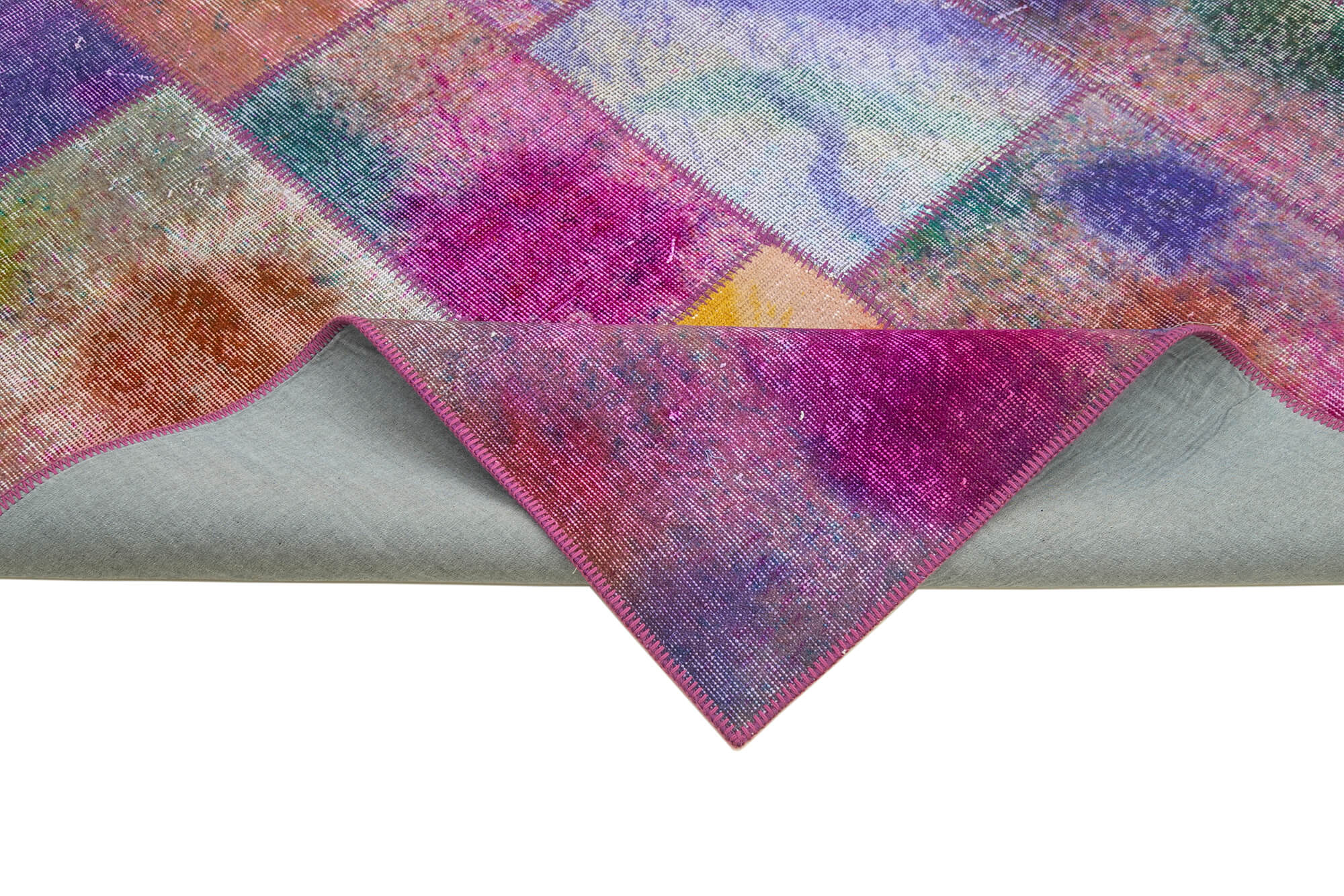Handmade Patchwork Rug – Kirk Yama Grey Cotton Wool Area Rug 6'7''x9'10''