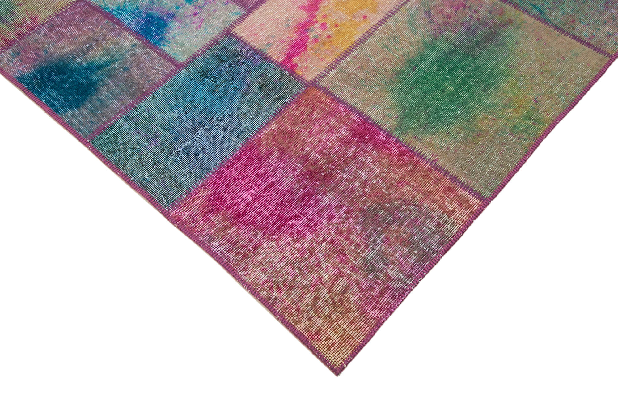 Kirk Yama Grey Patchwork Cotton Wool Handmade Area Rug 6'6'' x 9'10''