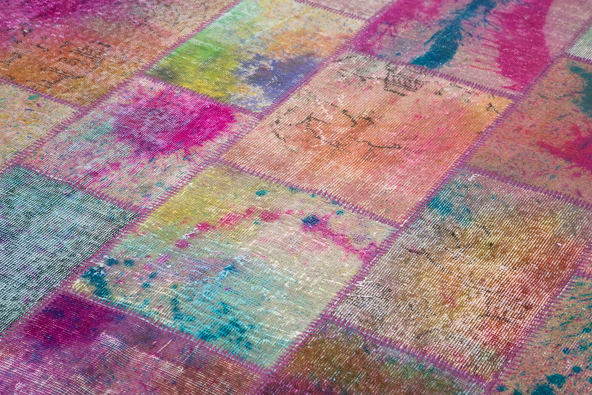 Kirk Yama Grey Patchwork Cotton Wool Handmade Area Rug 6'6'' x 9'10''