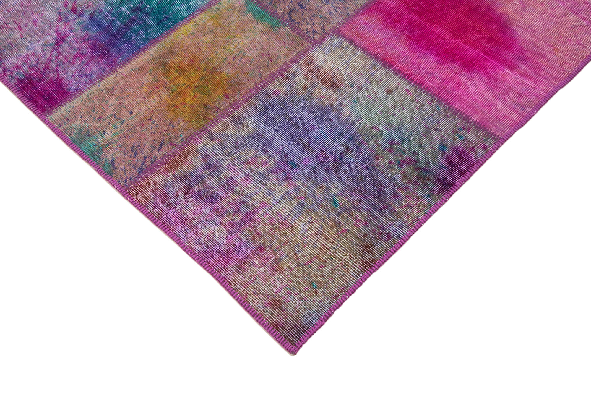 Handmade Area Rug - Kirk Yama Grey Patchwork Cotton Wool Carpet 6'6'' x 9'10''