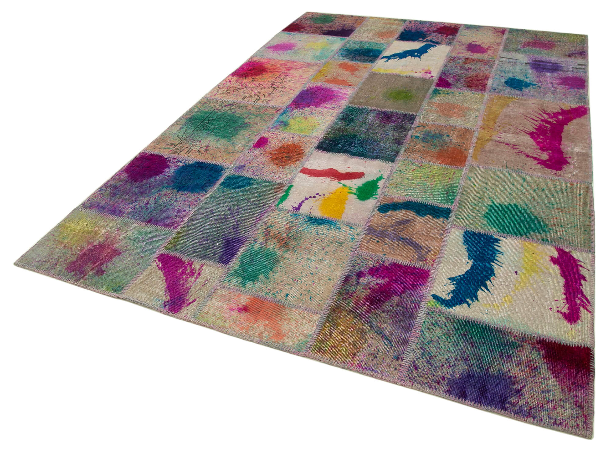 Handmade Patchwork Rug - Kirk Yama Grey Cotton Wool Area Rug 6'8''x9'11''