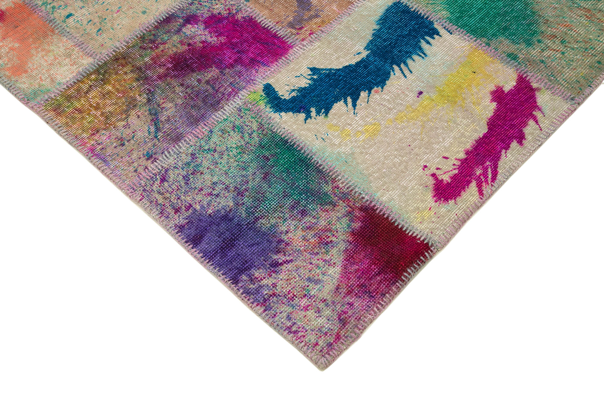Handmade Patchwork Rug - Kirk Yama Grey Cotton Wool Area Rug 6'8''x9'11''