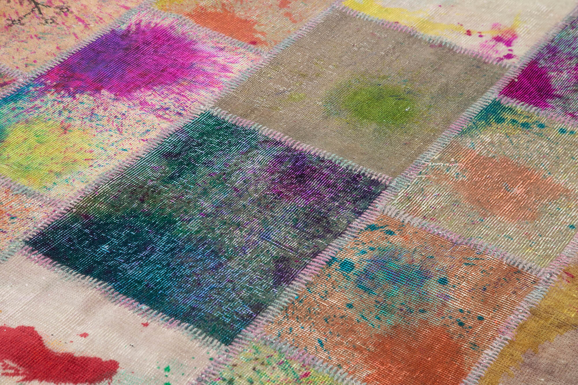 Handmade Patchwork Rug - Kirk Yama Grey Cotton Wool Area Rug 6'8''x9'11''