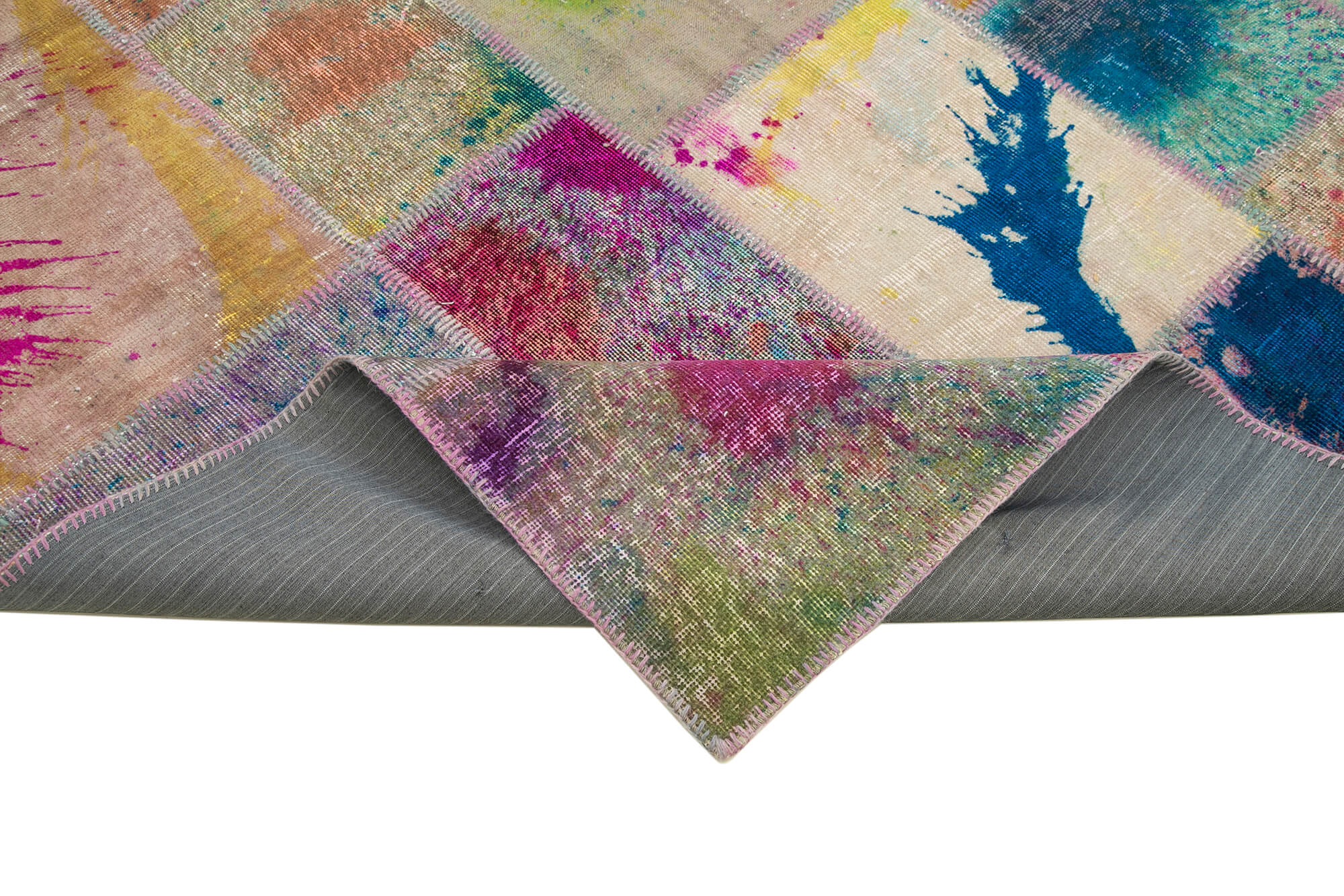 Handmade Patchwork Rug - Kirk Yama Grey Cotton Wool Area Rug 6'8''x9'11''