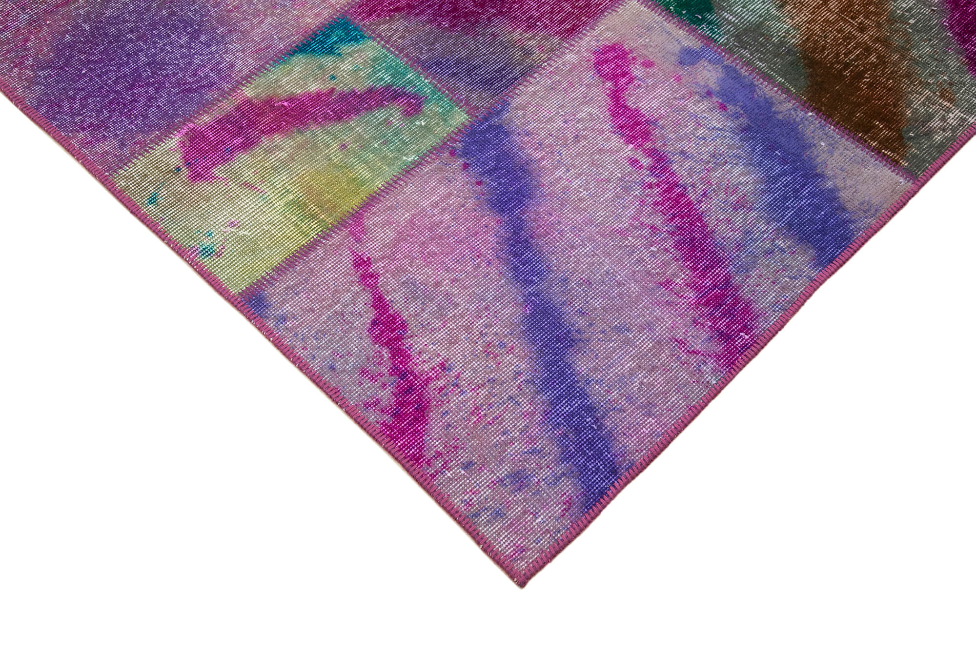 Handmade Patchwork Rug - Grey Area Rug 6'6'' x 9'11'' with Wool Cotton Blend