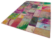 Handmade Patchwork Rug – Grey Area Rug 6'6''x9'10'' Cotton Wool Vintage Carpet