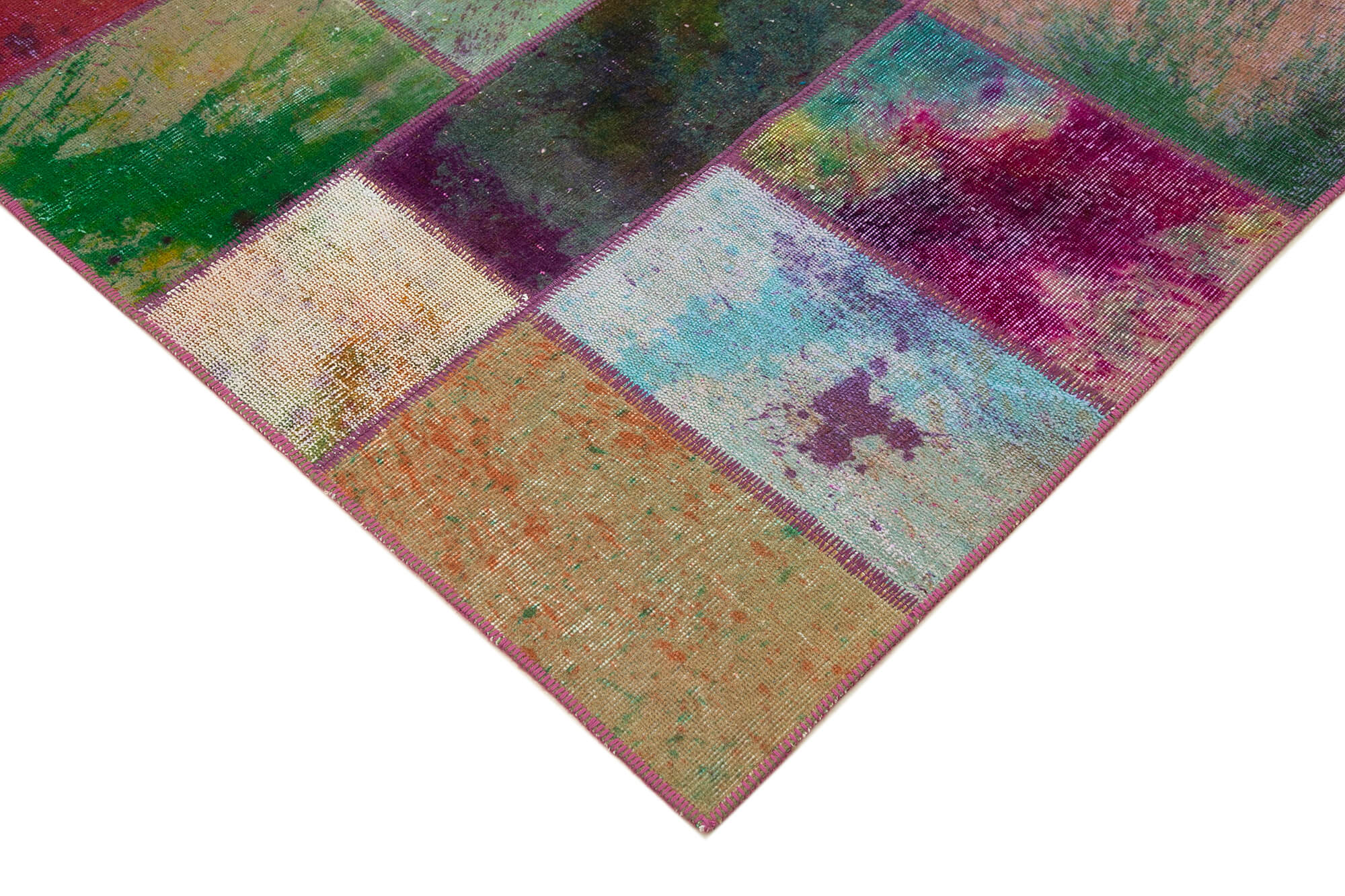 Handmade Patchwork Rug – Grey Area Rug 6'6''x9'10'' Cotton Wool Vintage Carpet