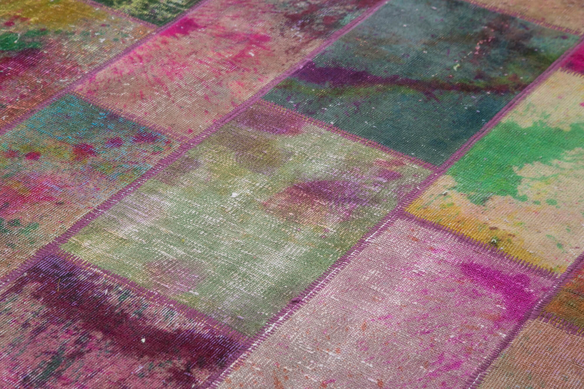 Handmade Patchwork Rug – Grey Area Rug 6'6''x9'10'' Cotton Wool Vintage Carpet