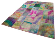 Handmade Patchwork Area Rug - Grey Patchwork Carpet, Cotton Wool Rug 6'6''x9'11''