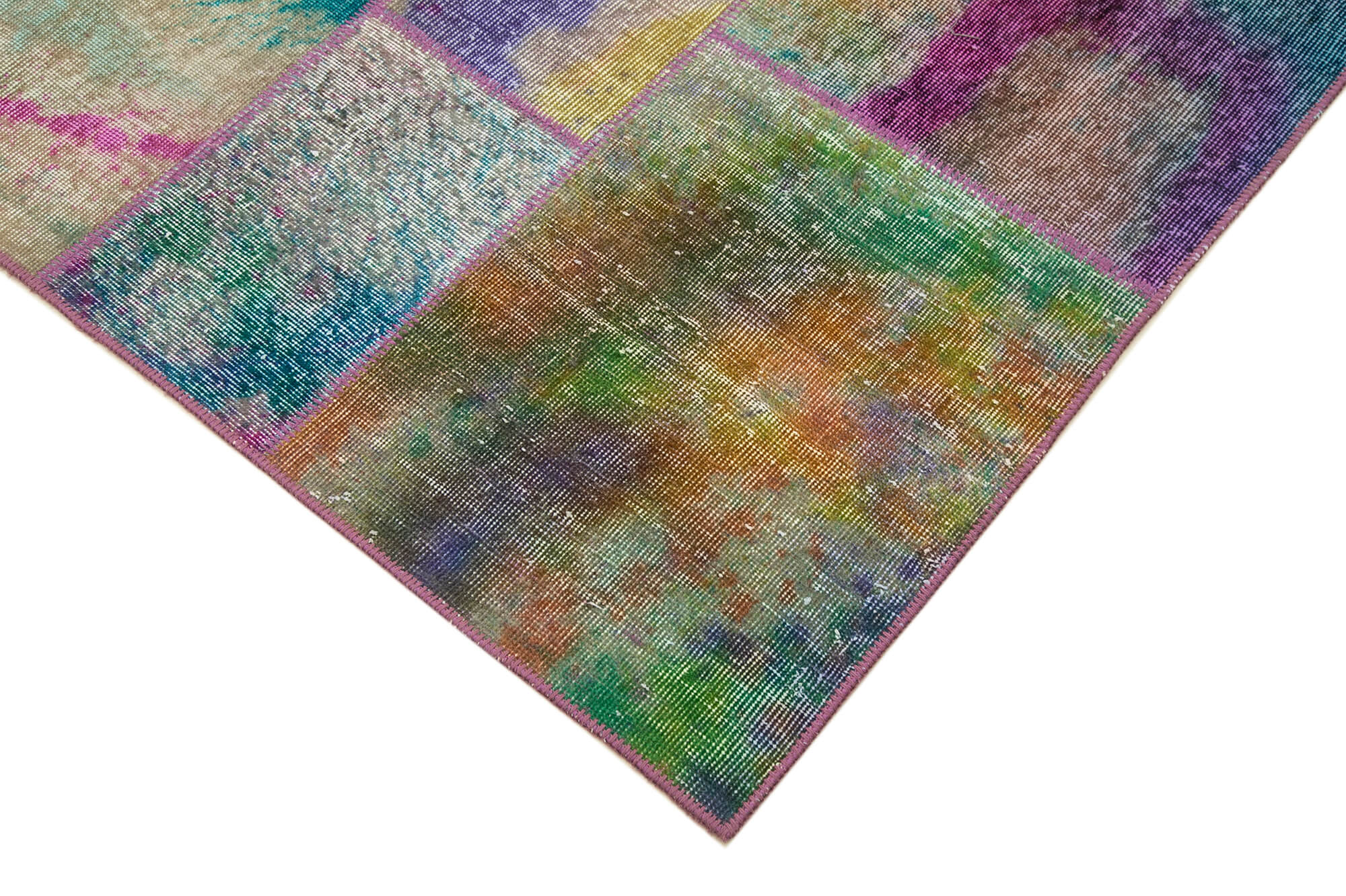 Handmade Patchwork Area Rug - Grey Patchwork Carpet, Cotton Wool Rug 6'6''x9'11''