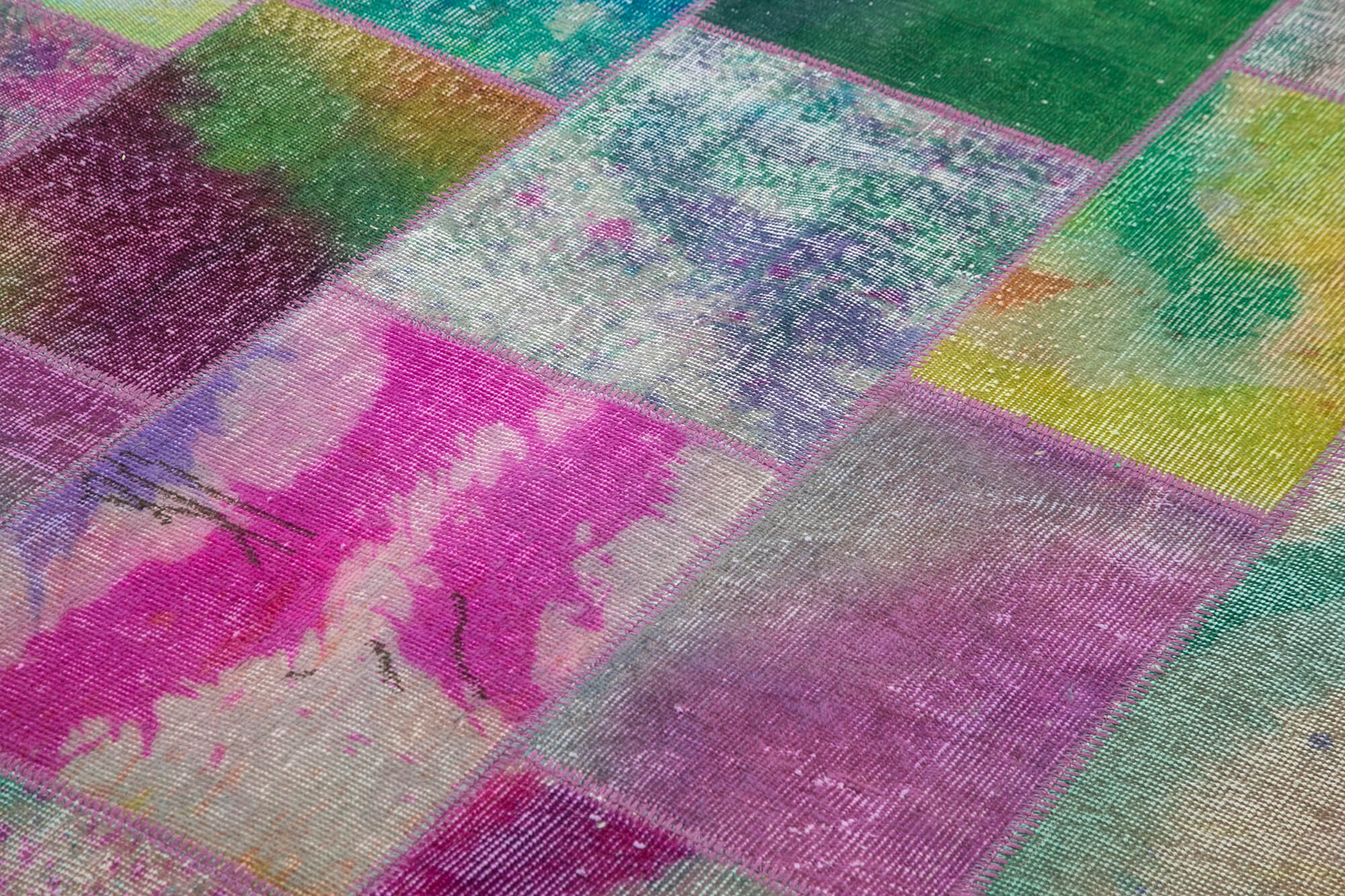 Handmade Patchwork Area Rug - Grey Patchwork Carpet, Cotton Wool Rug 6'6''x9'11''