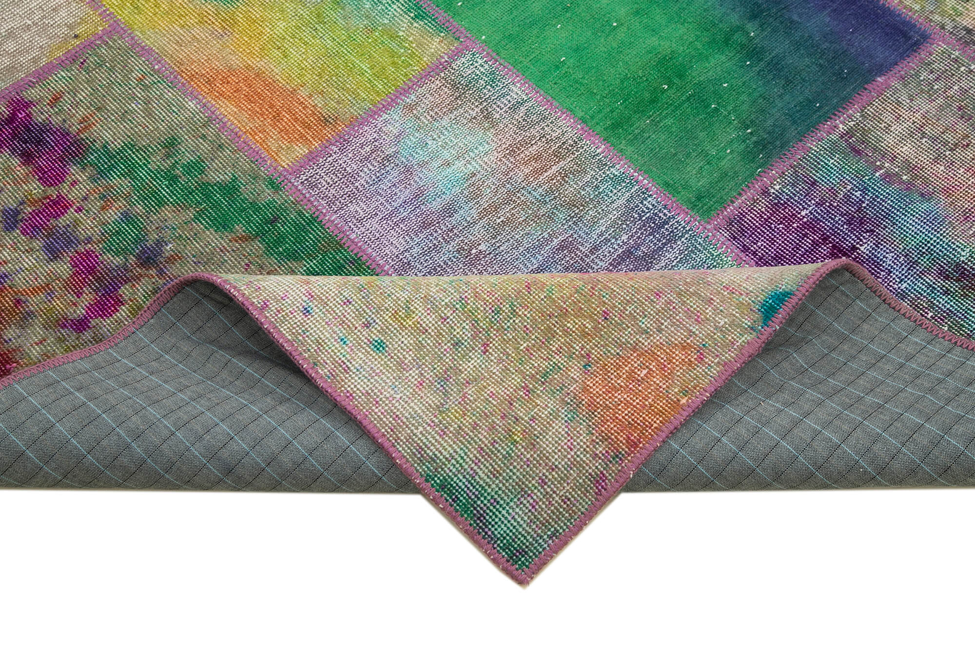 Handmade Patchwork Area Rug - Grey Patchwork Carpet, Cotton Wool Rug 6'6''x9'11''