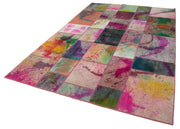 Handmade Area Rug - Grey Patchwork Cotton Wool Blend Vintage Carpet 6'6''x9'10''