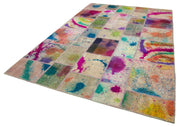 Handmade Area Rug - Grey Patchwork Cotton Wool Durable Soft Carpet 6'8"x9'11"