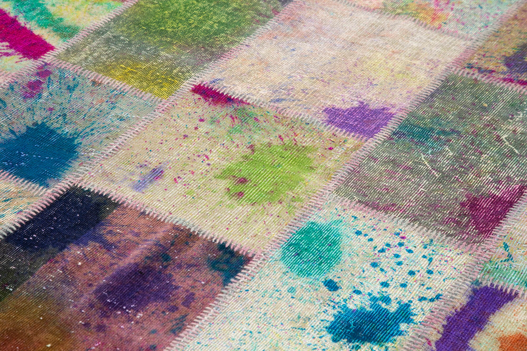 Handmade Area Rug - Grey Patchwork Cotton Wool Durable Soft Carpet 6'8"x9'11"