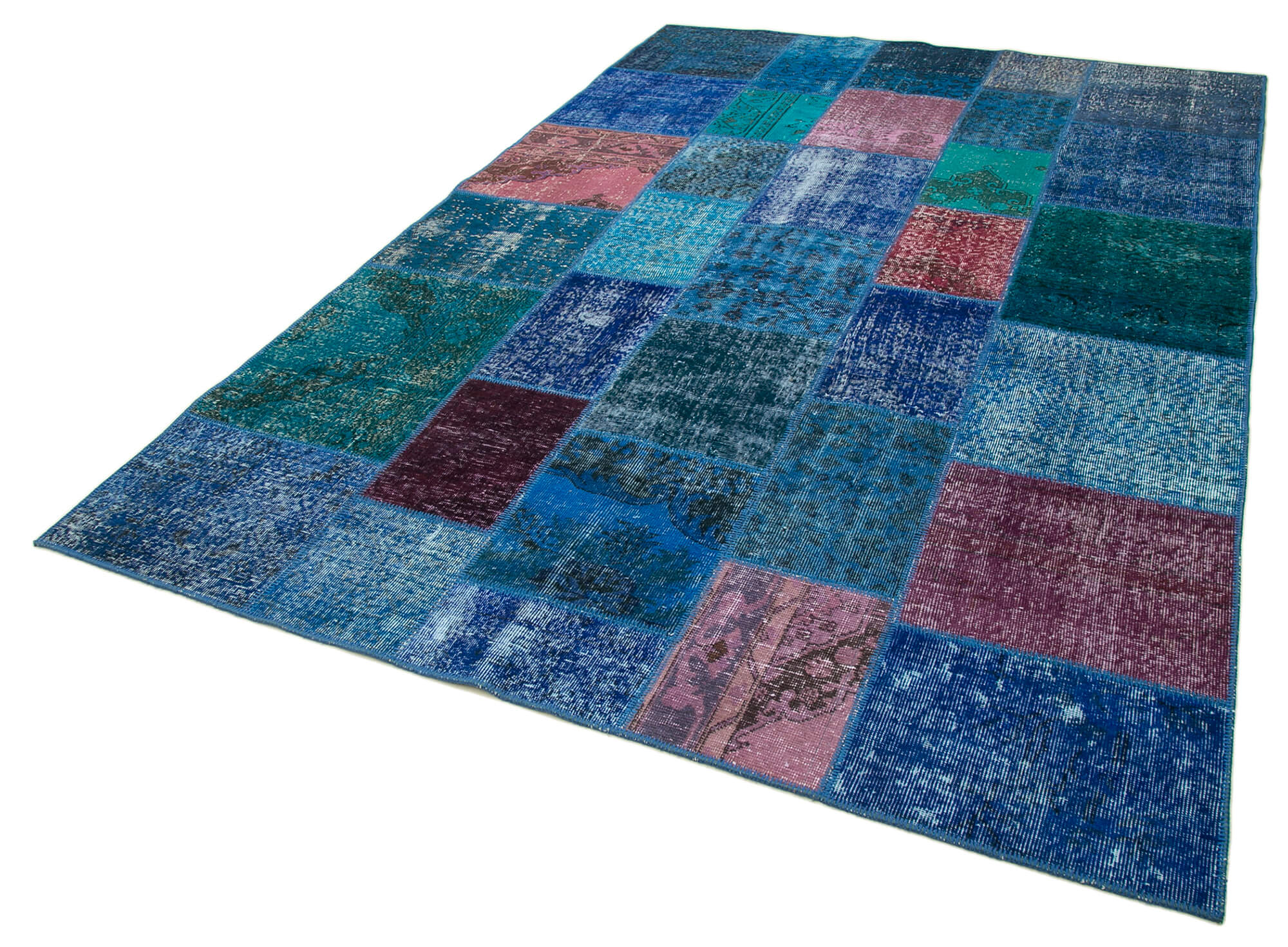 Handmade Patchwork Rug - Vintage Turkish Patchwork Carpet 6x9 Area Rug Durable