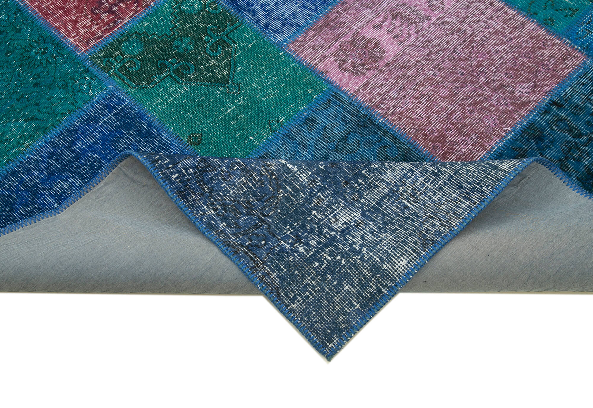 Handmade Patchwork Rug - Vintage Turkish Patchwork Carpet 6x9 Area Rug Durable