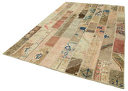 Handmade Patchwork Area Rug - Kirk Yama Beige Cotton Wool 6x9 Rug