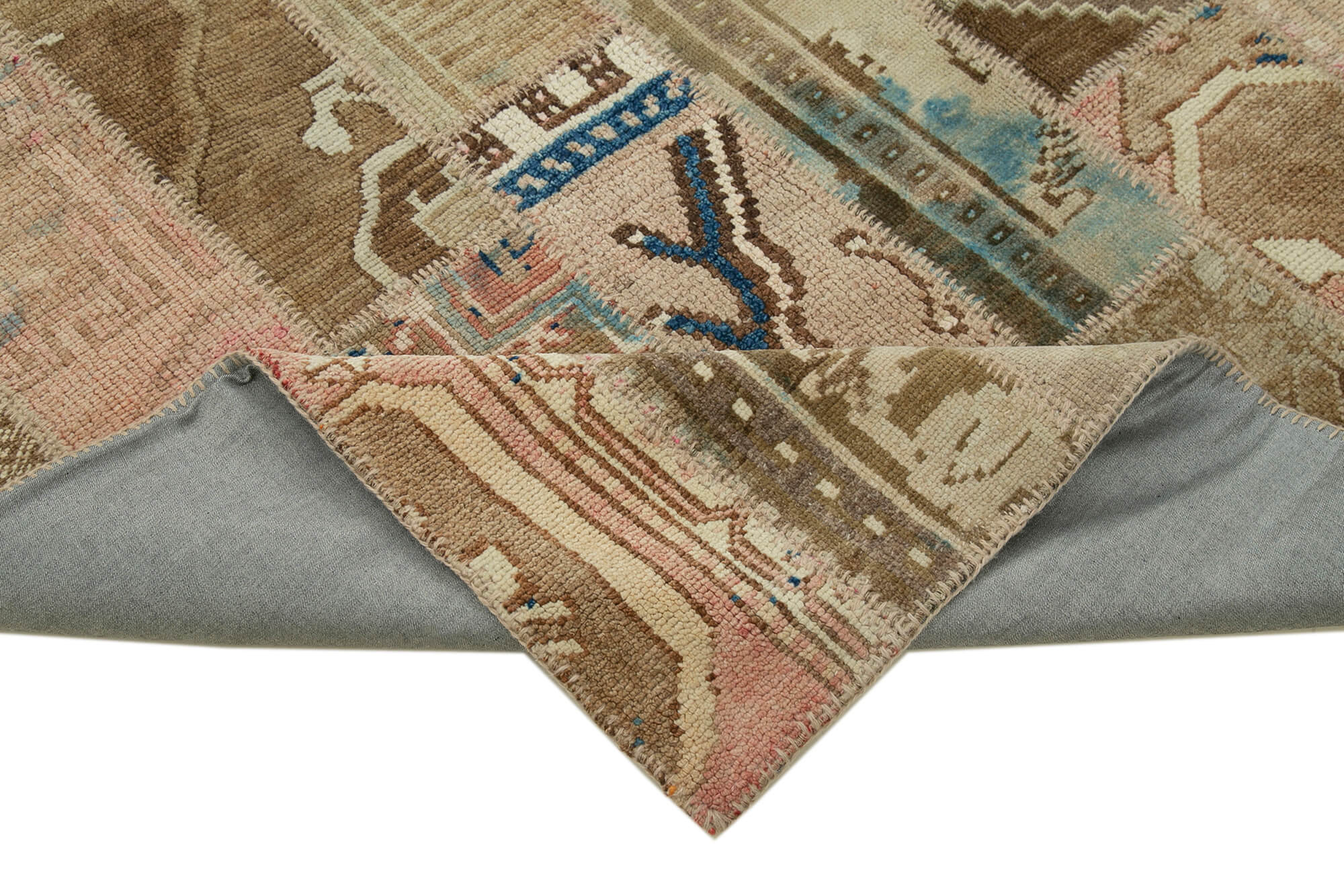 Handmade Patchwork Area Rug - Kirk Yama Beige Cotton Wool 6x9 Rug