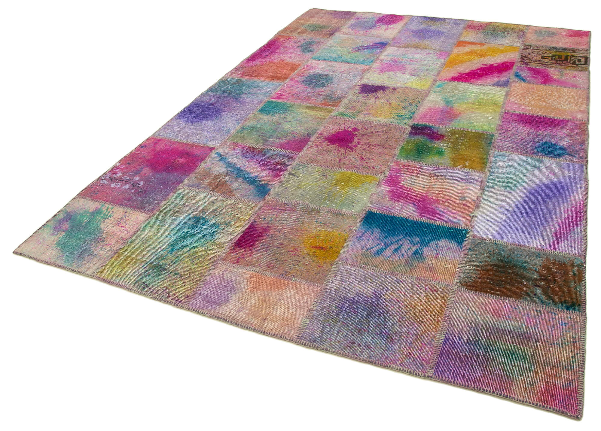 Handmade Patchwork Rug - Kirk Yama Grey Cotton Wool Area Rug 6'7''x9'11''