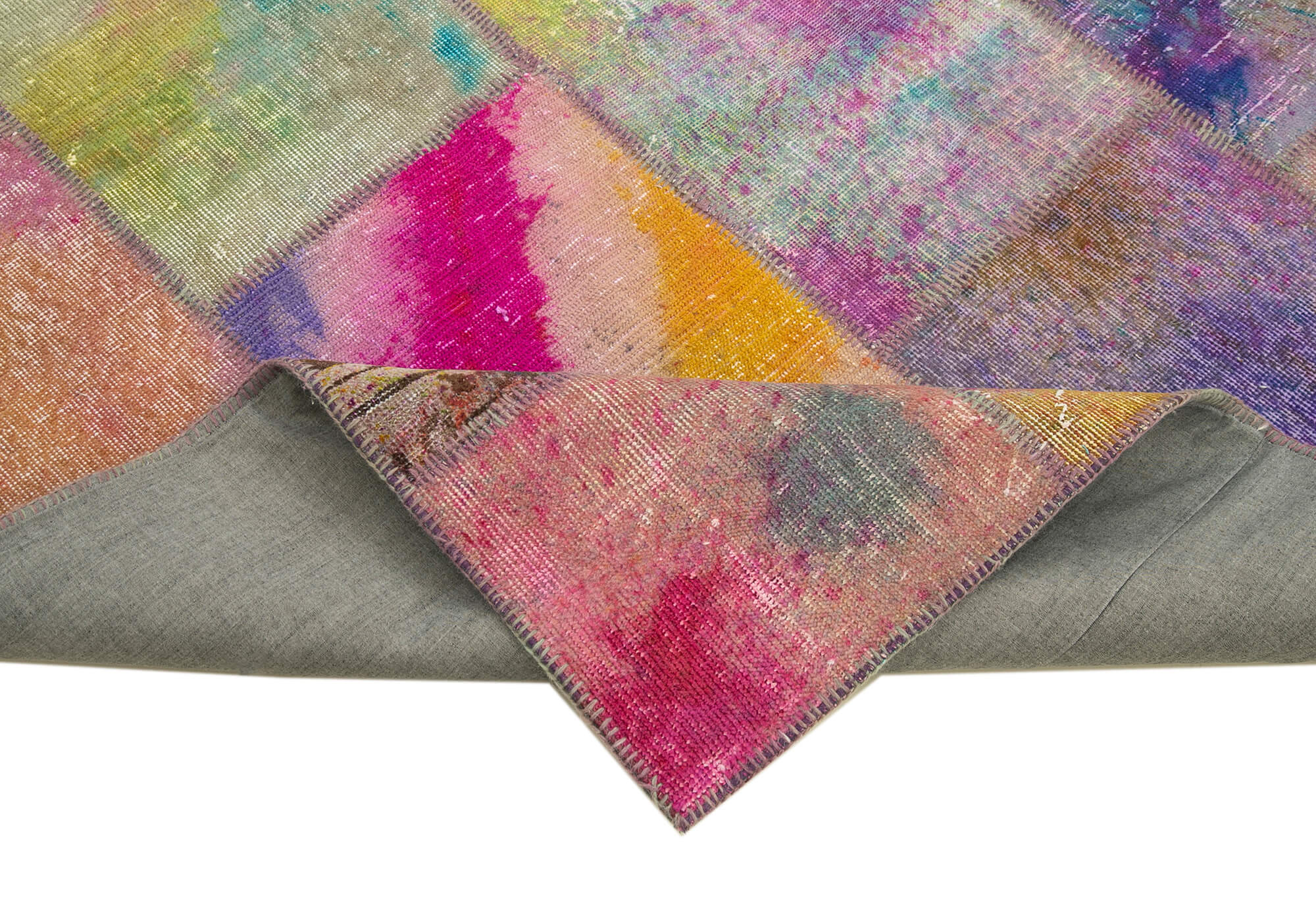 Handmade Patchwork Rug - Kirk Yama Grey Cotton Wool Area Rug 6'7''x9'11''