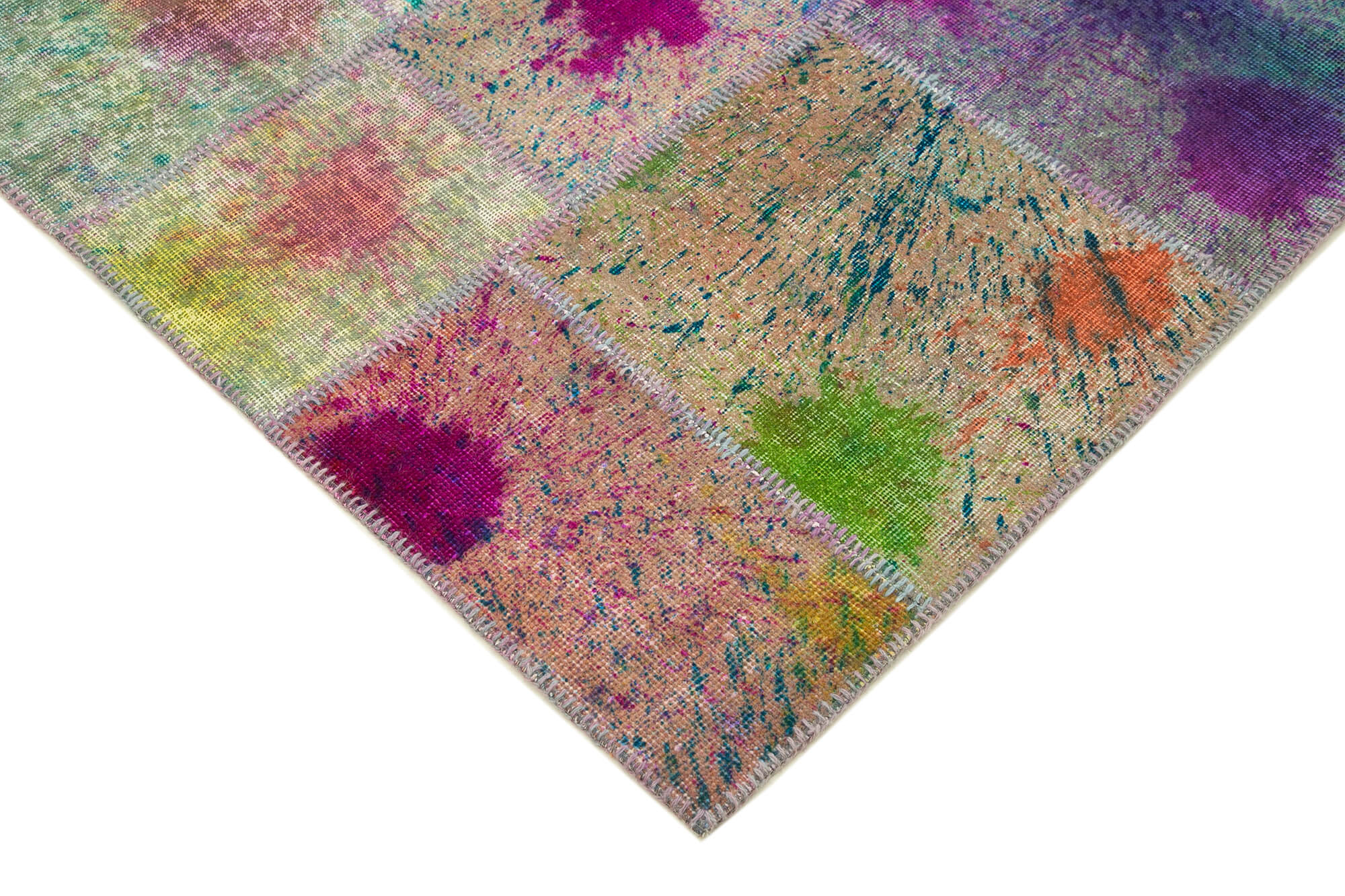 Handmade Patchwork Rug - Kirk Yama Grey Cotton Wool Carpet 6'9''x9'11''