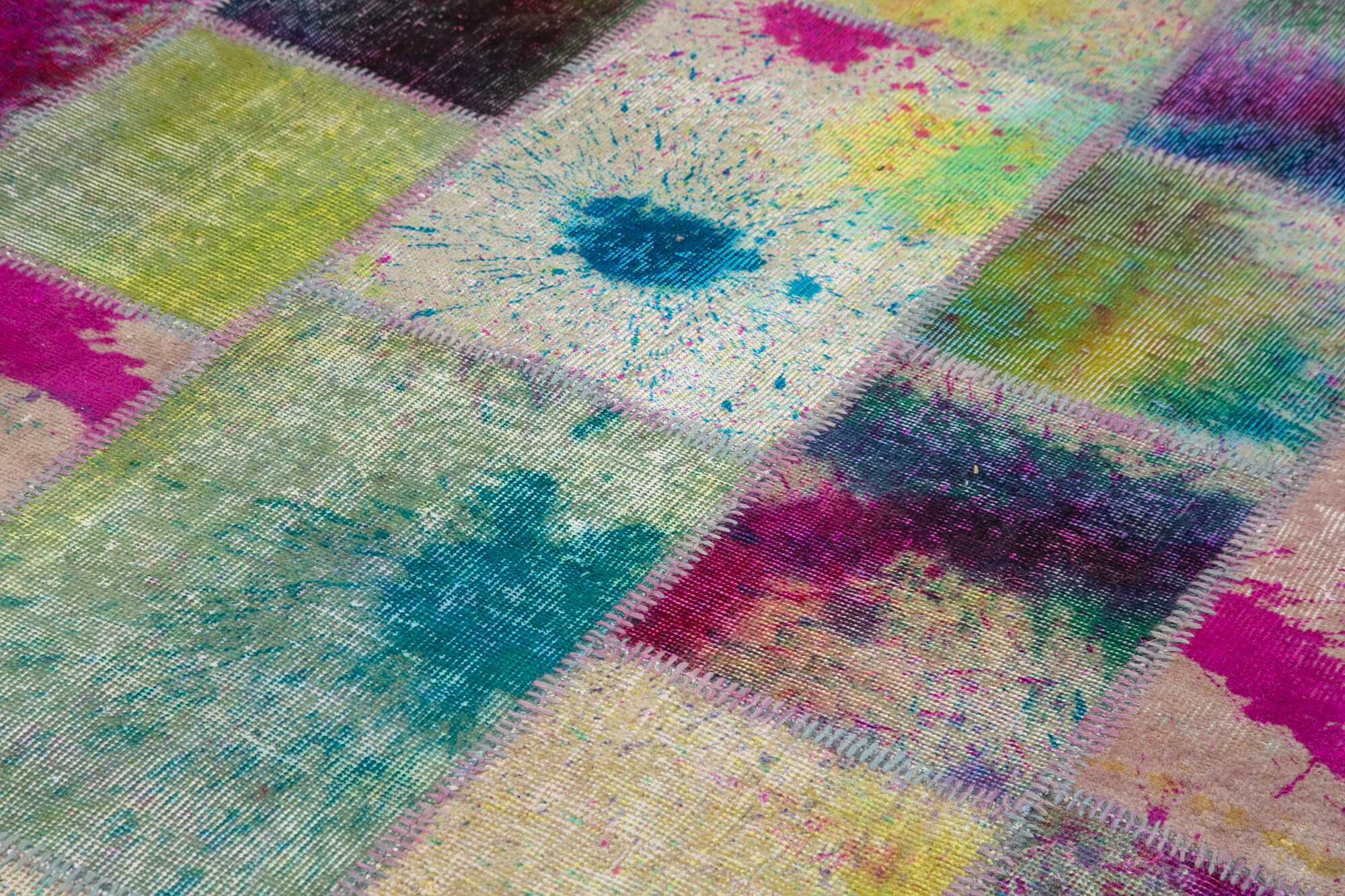 Handmade Patchwork Rug - Kirk Yama Grey Cotton Wool Carpet 6'9''x9'11''