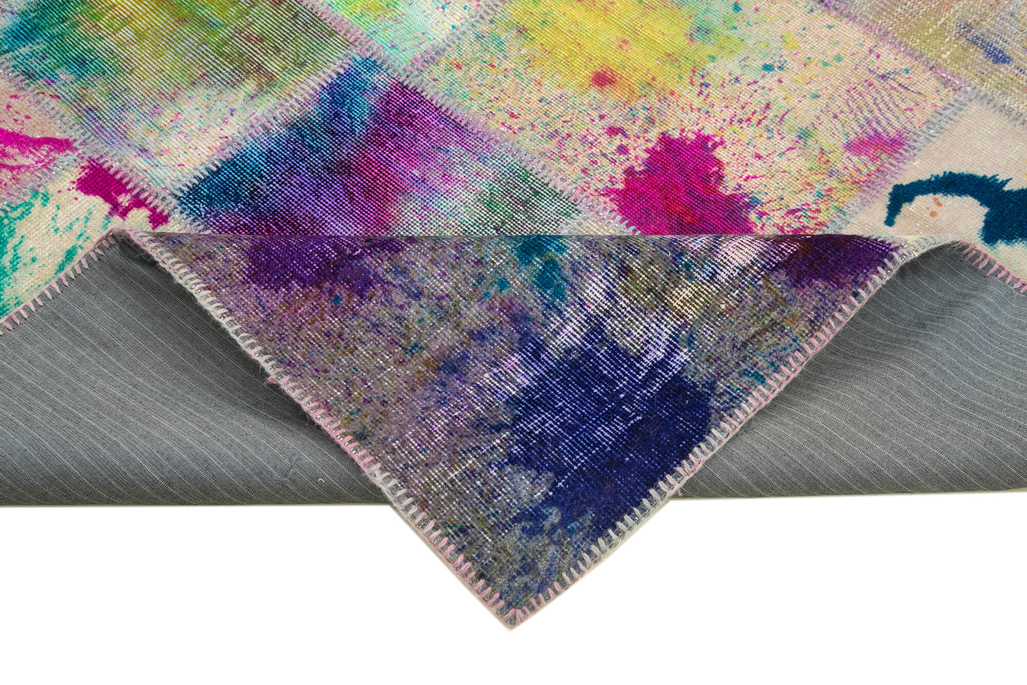 Handmade Patchwork Rug - Kirk Yama Grey Cotton Wool Carpet 6'9''x9'11''