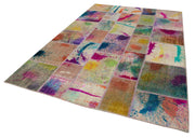 Handmade Patchwork Rug - Grey Area Rug Cotton Wool Vintage Handwoven Carpet 6'8''x10'