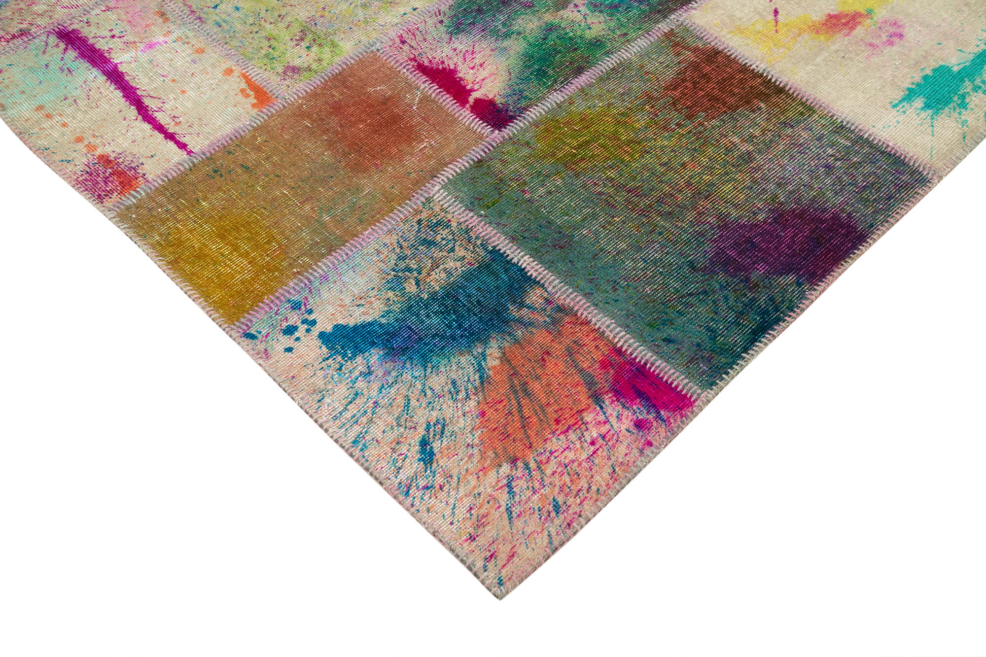 Handmade Patchwork Rug - Grey Area Rug Cotton Wool Vintage Handwoven Carpet 6'8''x10'