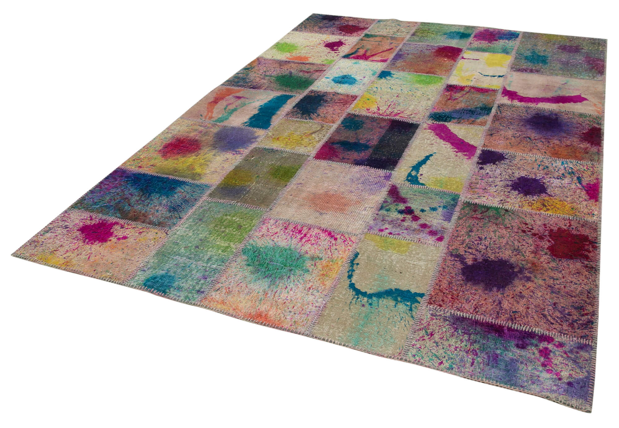 Handmade Patchwork Rug – Kirk Yama Grey Cotton Wool Area Rug 6'9" x 9'11"