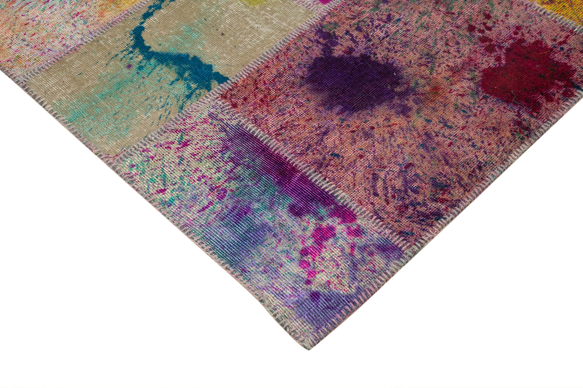 Handmade Patchwork Rug – Kirk Yama Grey Cotton Wool Area Rug 6'9" x 9'11"