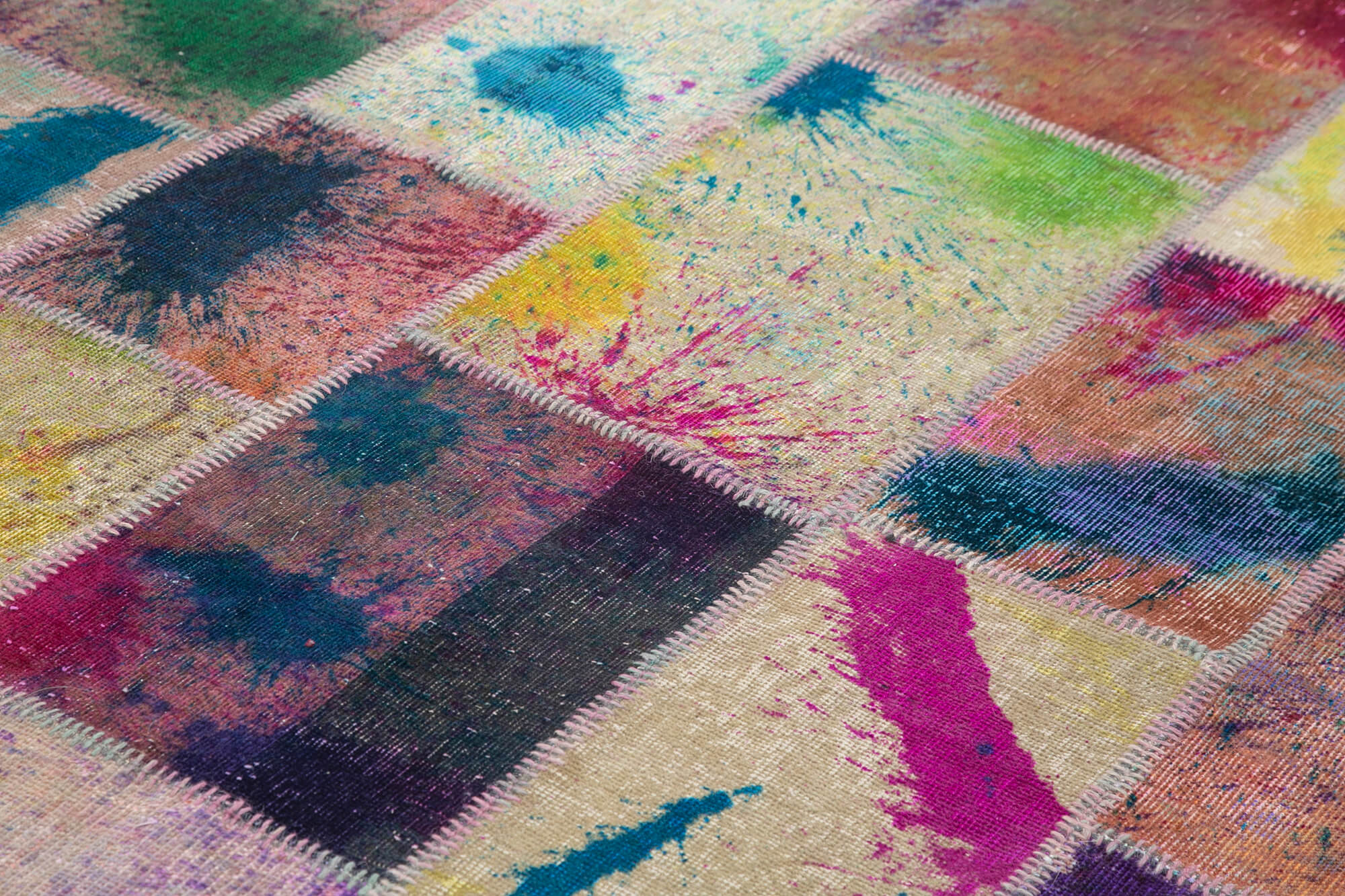 Handmade Patchwork Rug – Kirk Yama Grey Cotton Wool Area Rug 6'9" x 9'11"