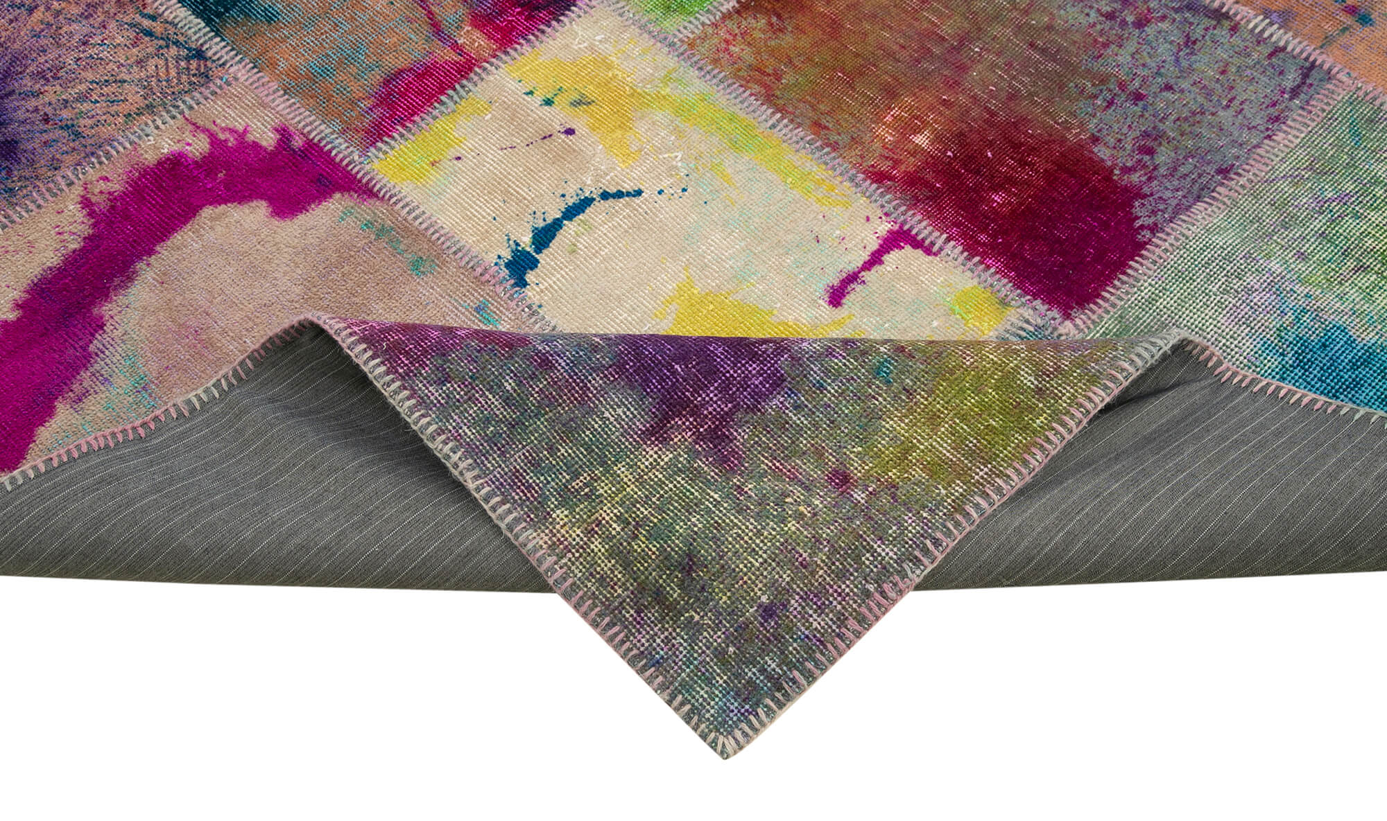 Handmade Patchwork Rug – Kirk Yama Grey Cotton Wool Area Rug 6'9" x 9'11"