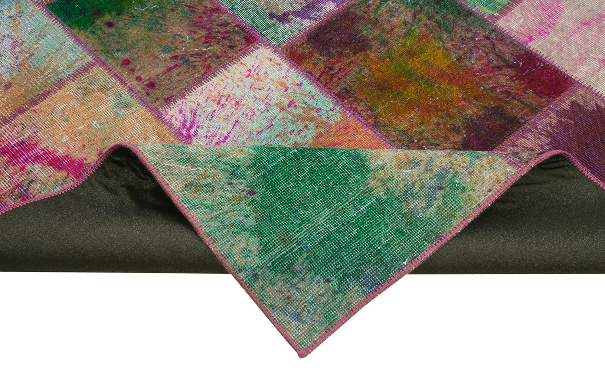 Handmade Area Rug – Grey Patchwork Wool Cotton Carpet for Living Room